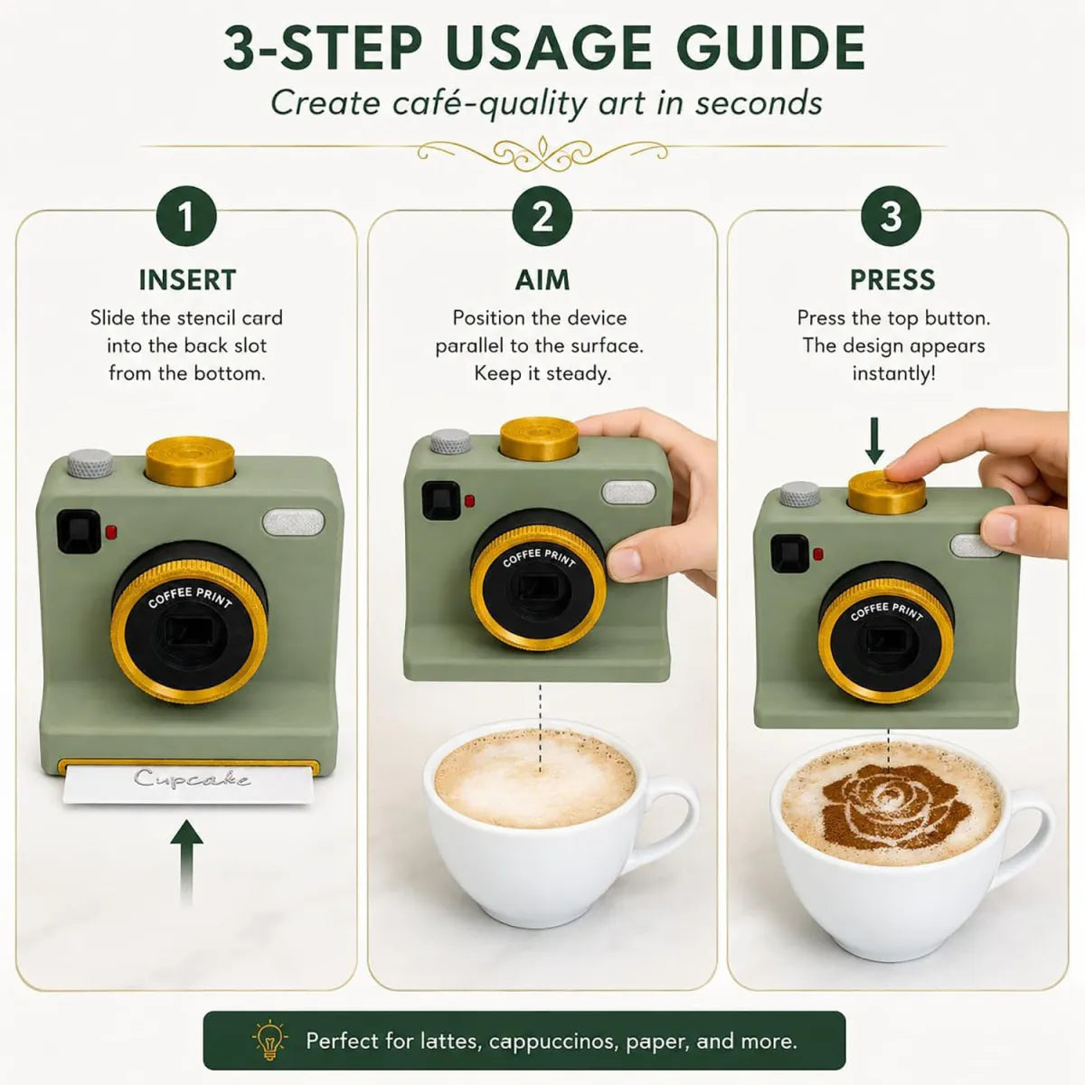 Caffora Coffee Photo Printer + 5 Random Stencil Set